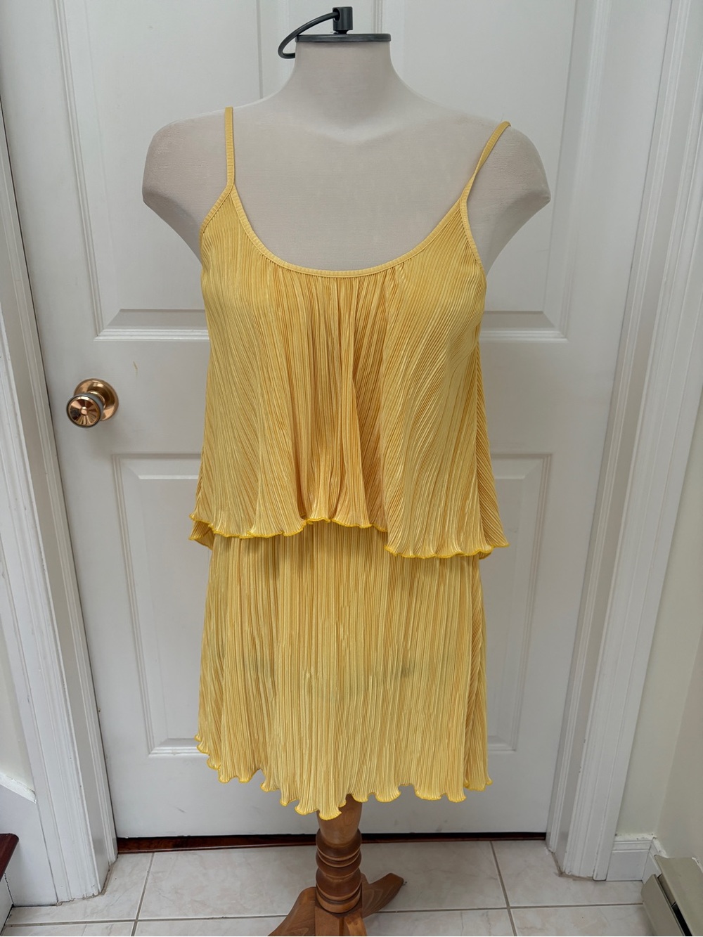 Alexis with love Yellow Pleated Mini Dress - Spaghetti Strap